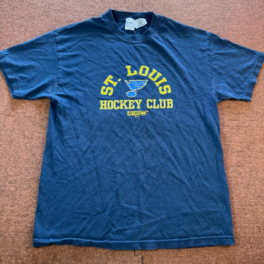CCM St Louis Blues Hockey Club T-Shirt Mens Large Navy Blue NHL Center Ice 2595